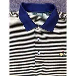 Mens Amen Corner Yellow Blue Striped Golf Shirt Size XL